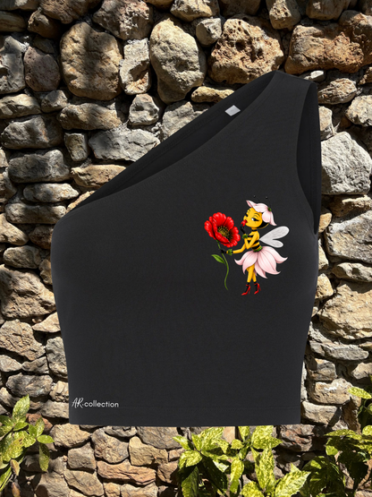 Crop top noir une bretelle BEE BOOP