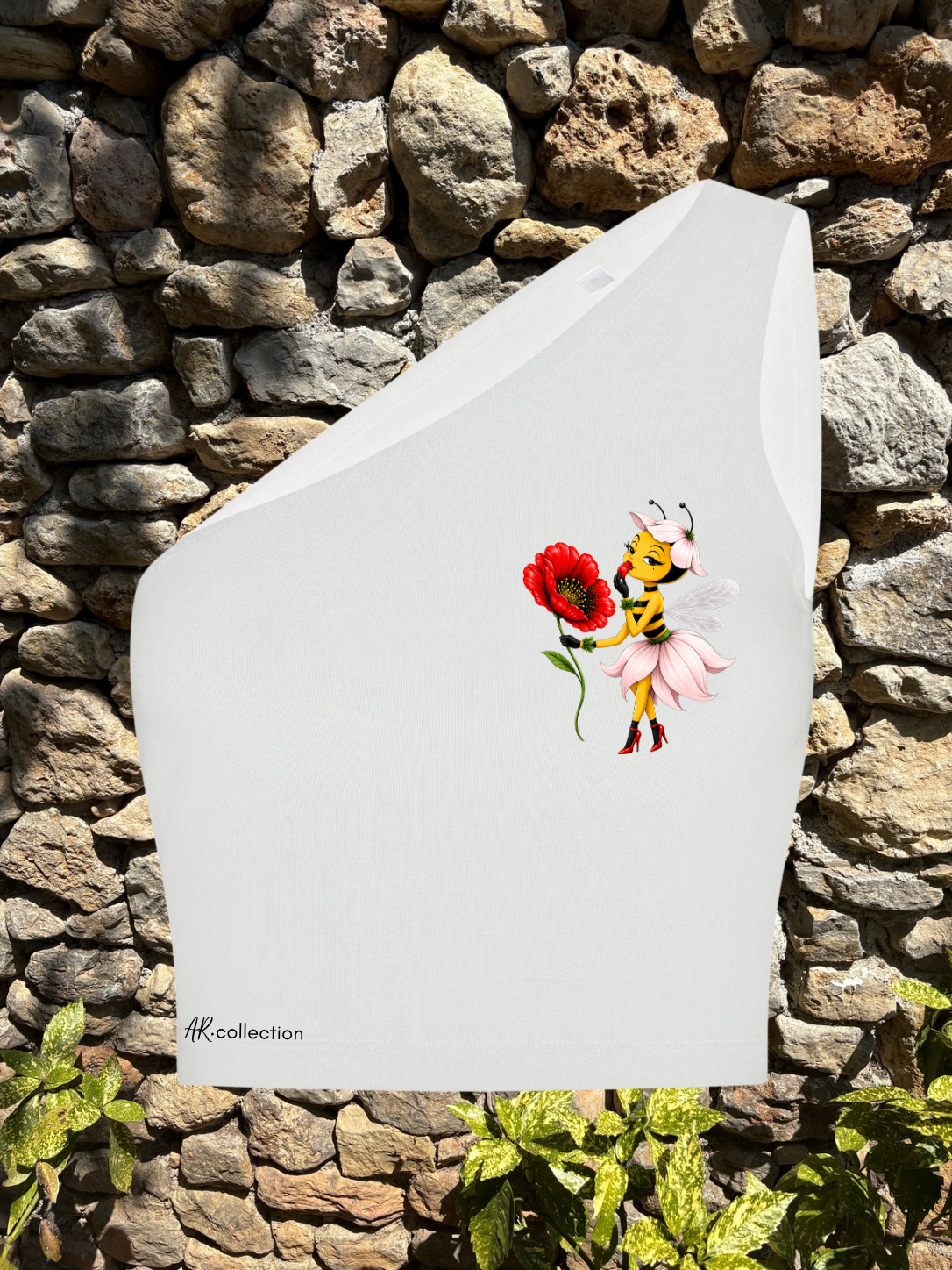 Crop top blanc une bretelle BEE Boop